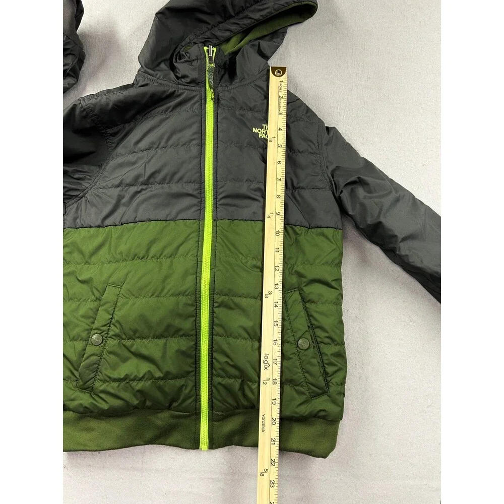 Boys The North Face Reversible Quilted Surgent Hooded Jacket Green